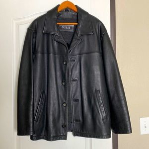 Men’s black leather Guess brand Coat/Jacket